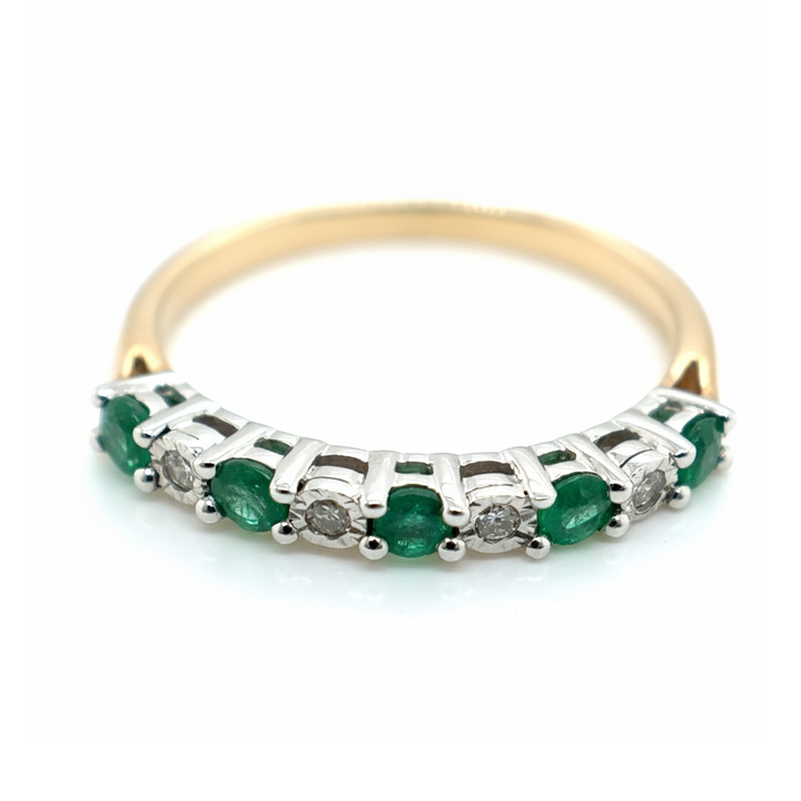 9ct Yellow Gold Emerald and Diamond Ring
