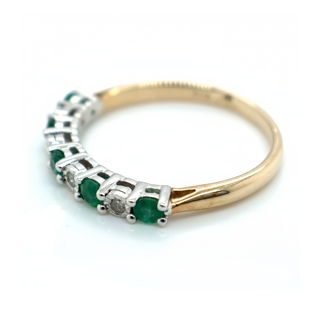 9ct Yellow Gold Emerald and Diamond Ring