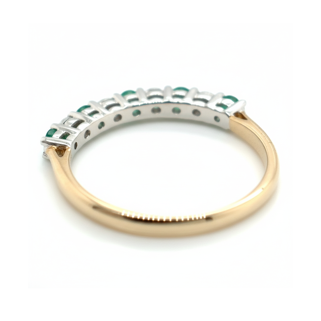 9ct Yellow Gold Emerald and Diamond Ring