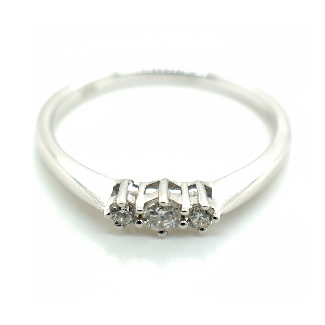 9ct White Gold 3 Stone Diamond Ring