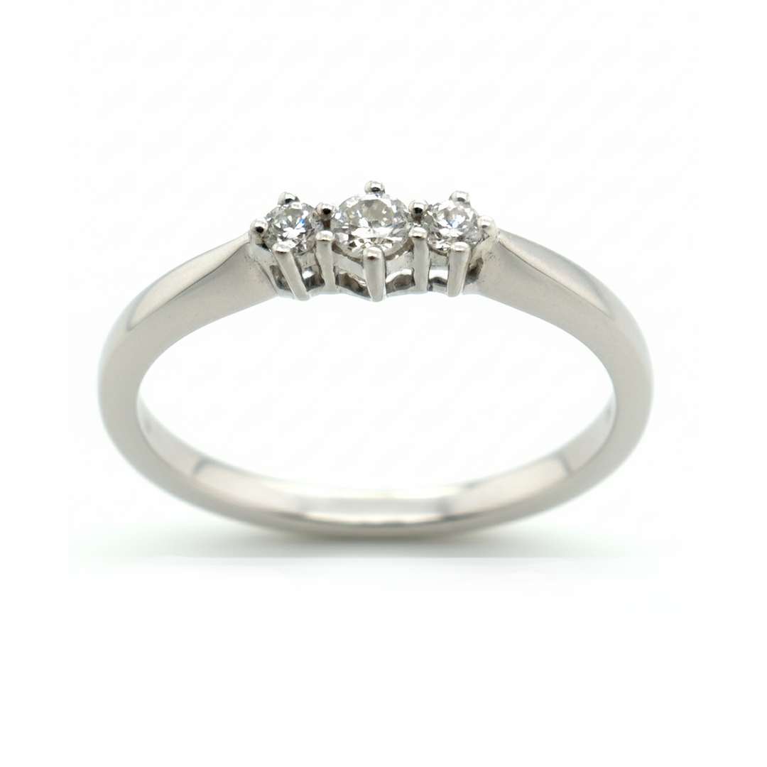 9ct White Gold 3 Stone Diamond Ring