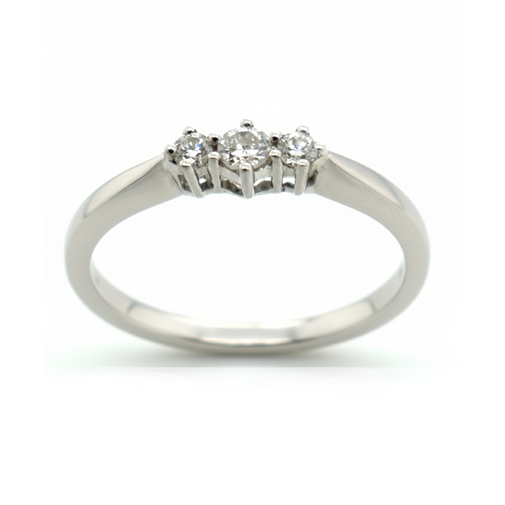 9ct White Gold 3 Stone Diamond Ring