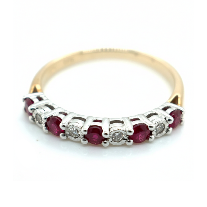 9ct Yellow Gold Ruby And Diamond Ring