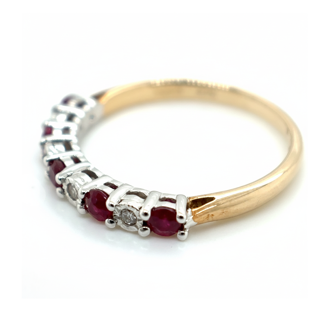 9ct Yellow Gold Ruby And Diamond Ring