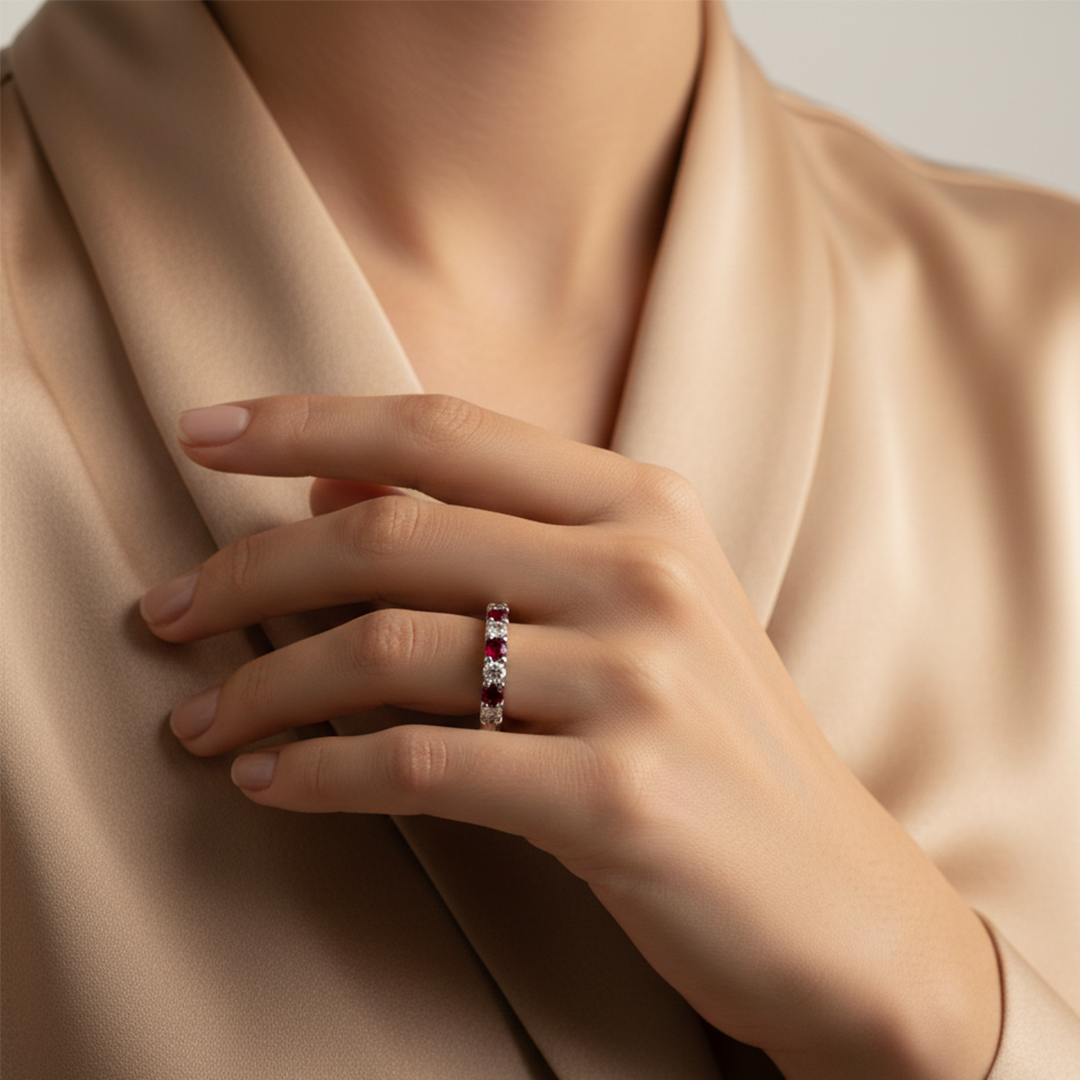 9ct Yellow Gold Ruby And Diamond Ring