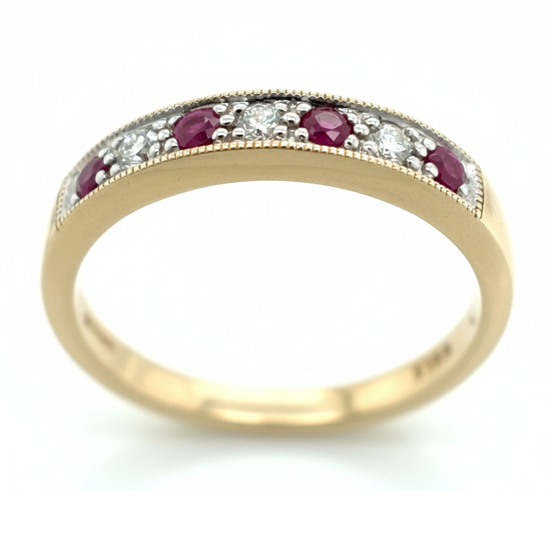 9ct Yellow Gold Ruby And Diamond Ring