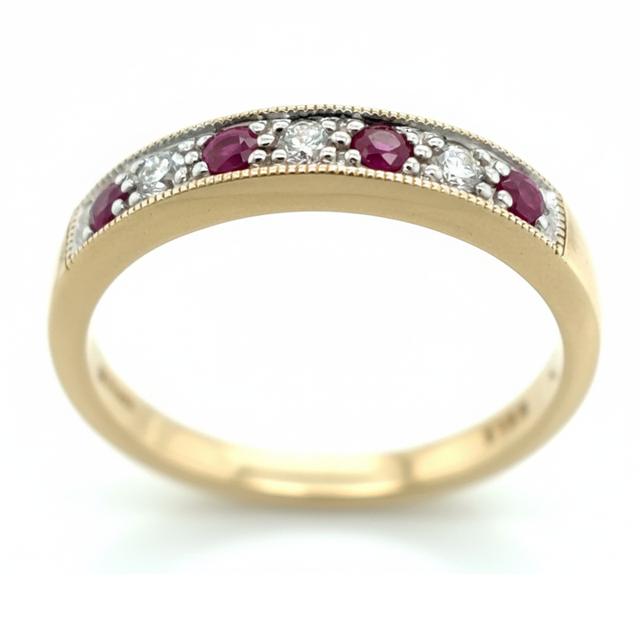 9ct Yellow Gold Ruby And Diamond Ring