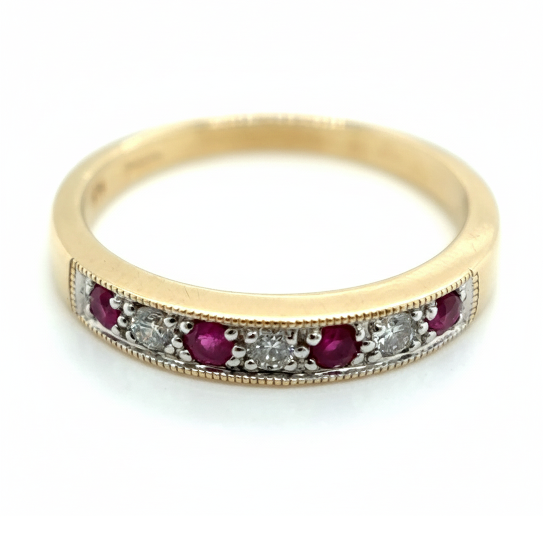 9ct Yellow Gold Ruby And Diamond Ring