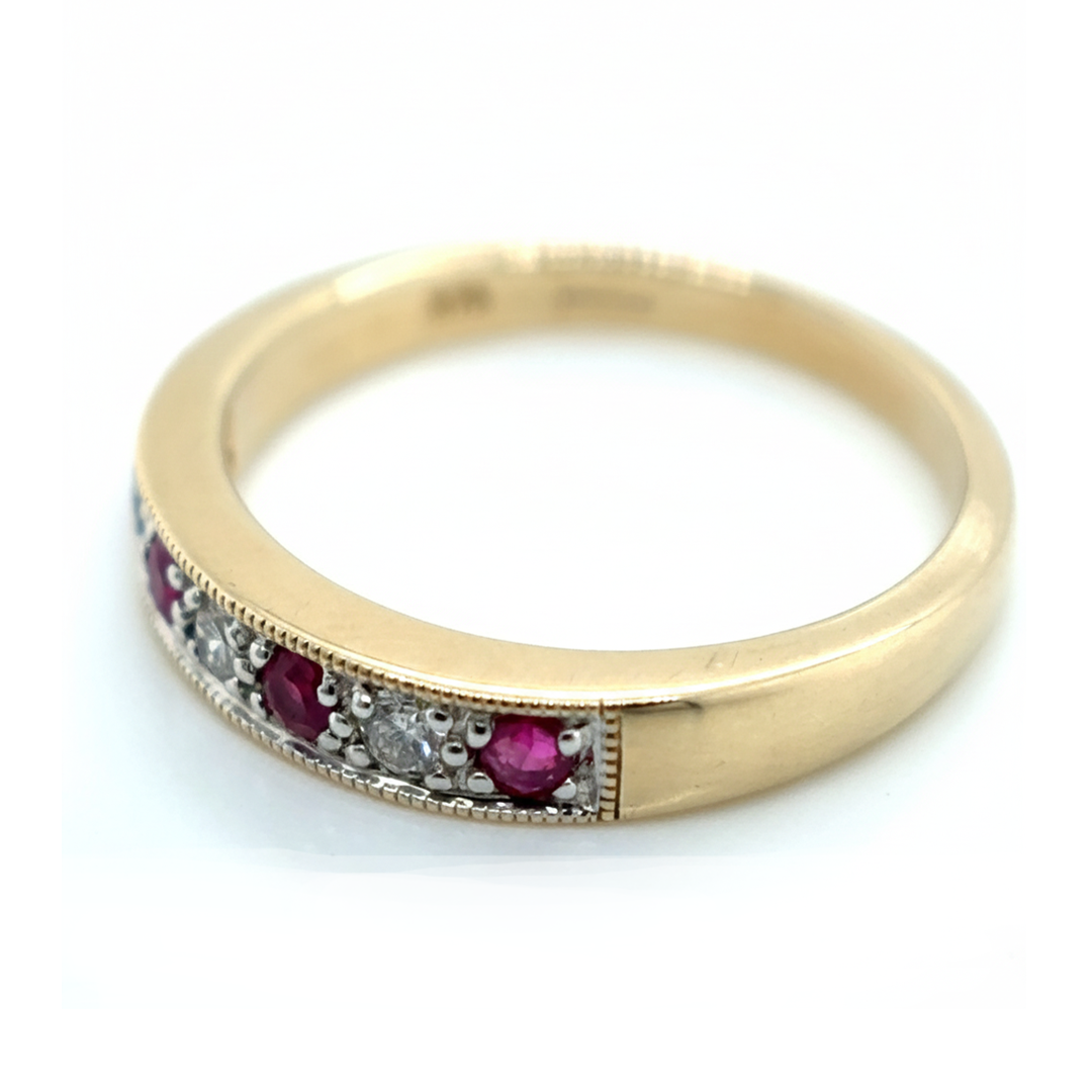 9ct Yellow Gold Ruby And Diamond Ring