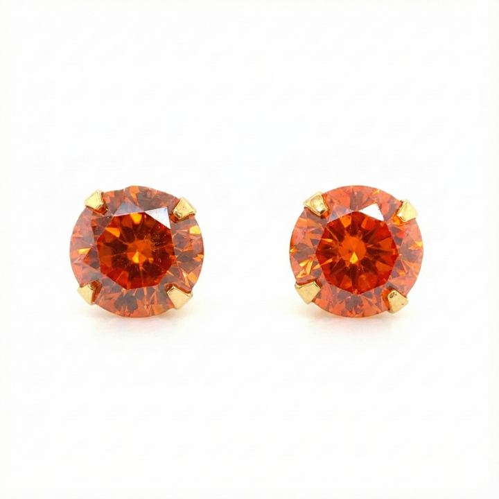 18ct Yellow Gold Spessatite Garnet Earrings