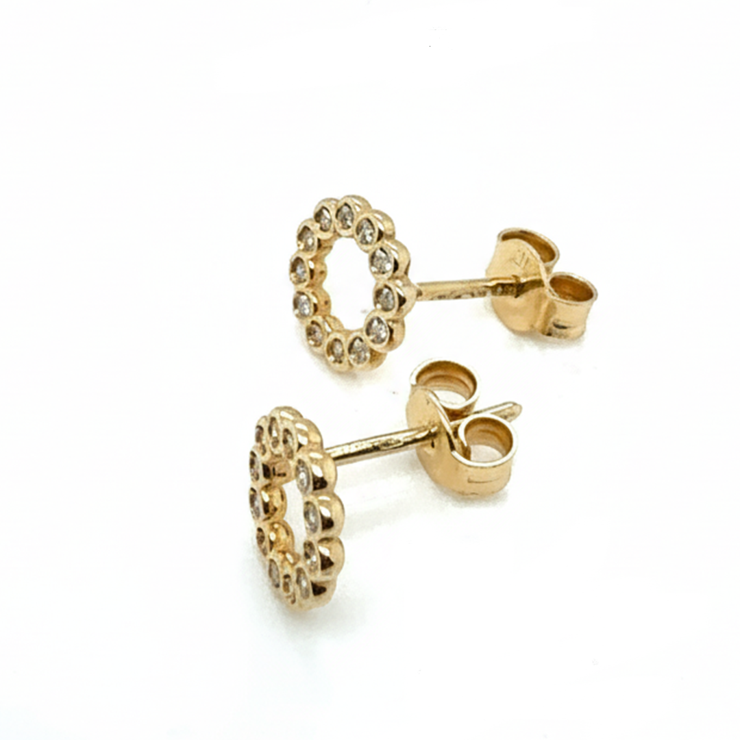18ct Yellow Gold Diamond Cluster Earrings