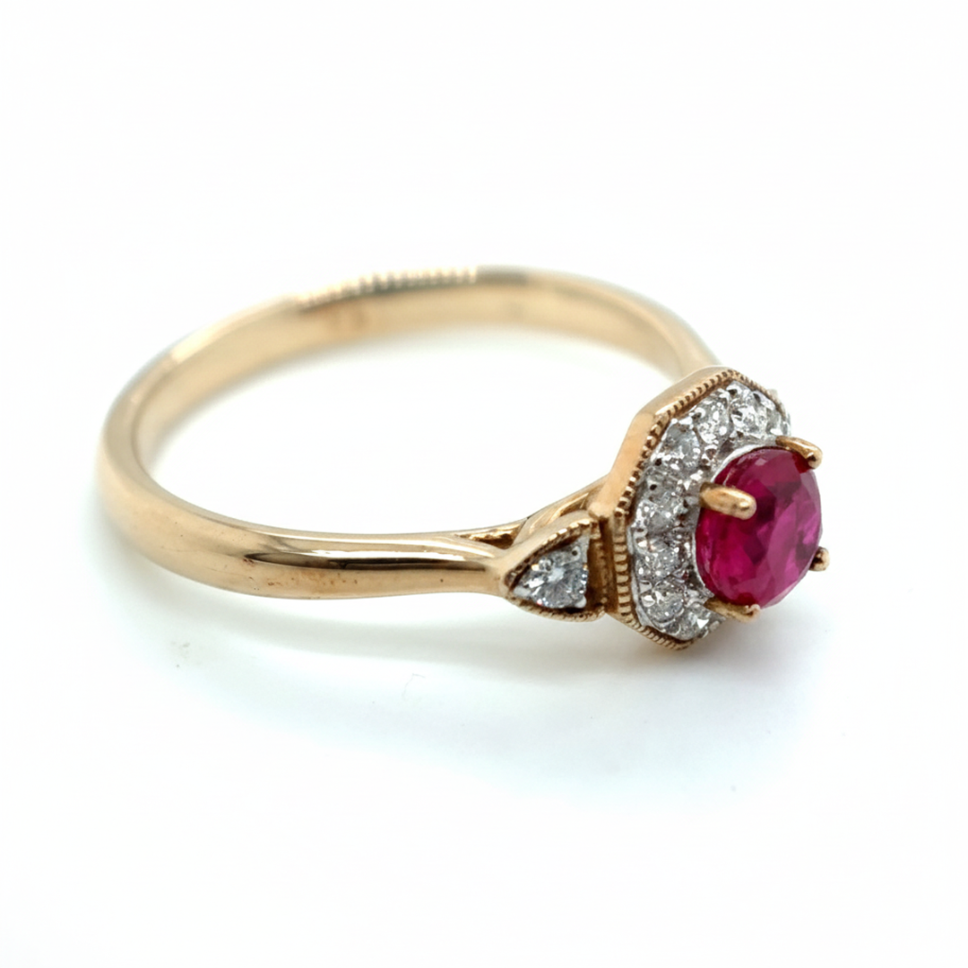 9ct Yellow Gold Ruby And Diamond Ring