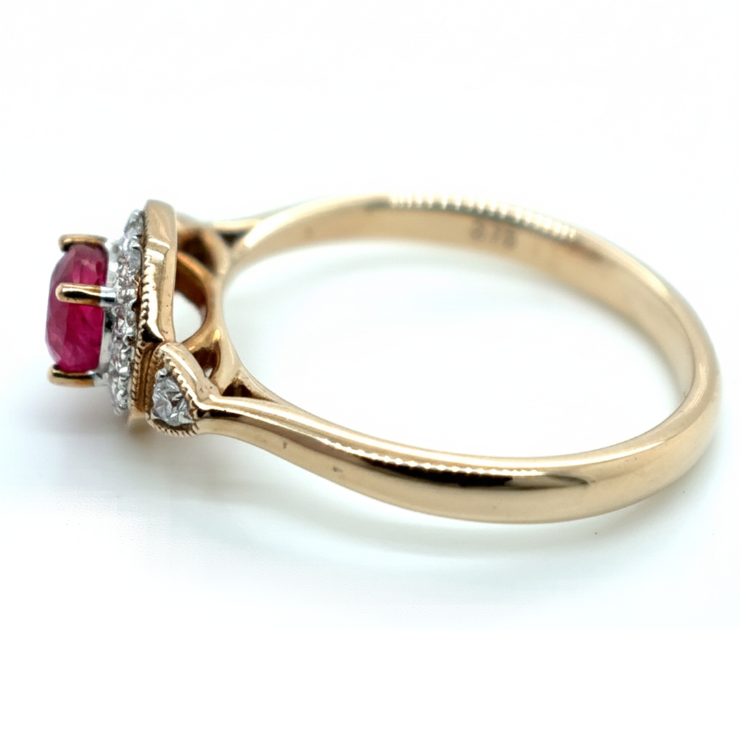 9ct Yellow Gold Ruby And Diamond Ring
