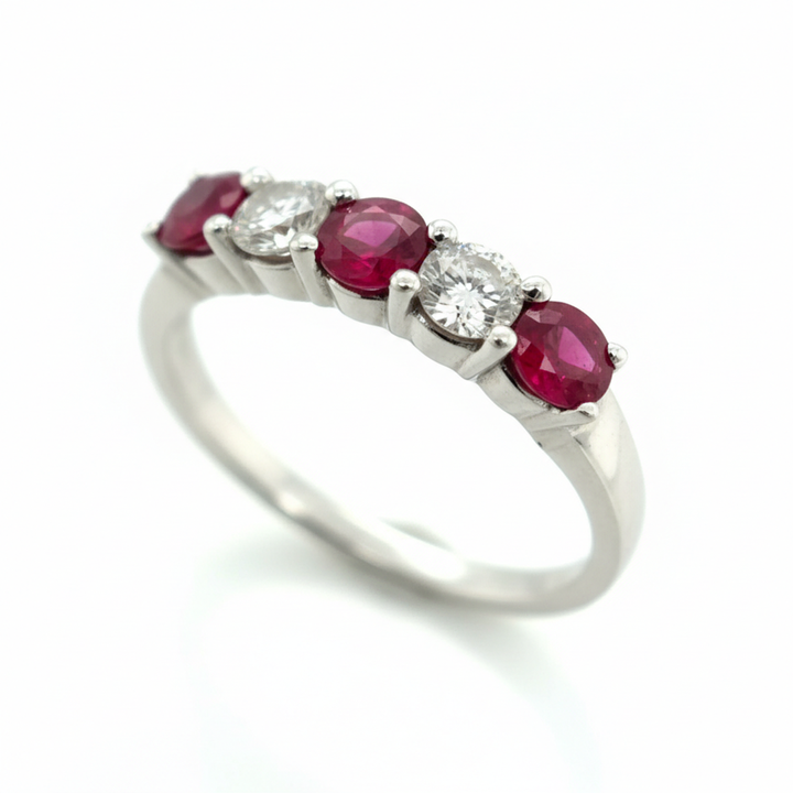 18ct White Gold Ruby And Diamond Ring