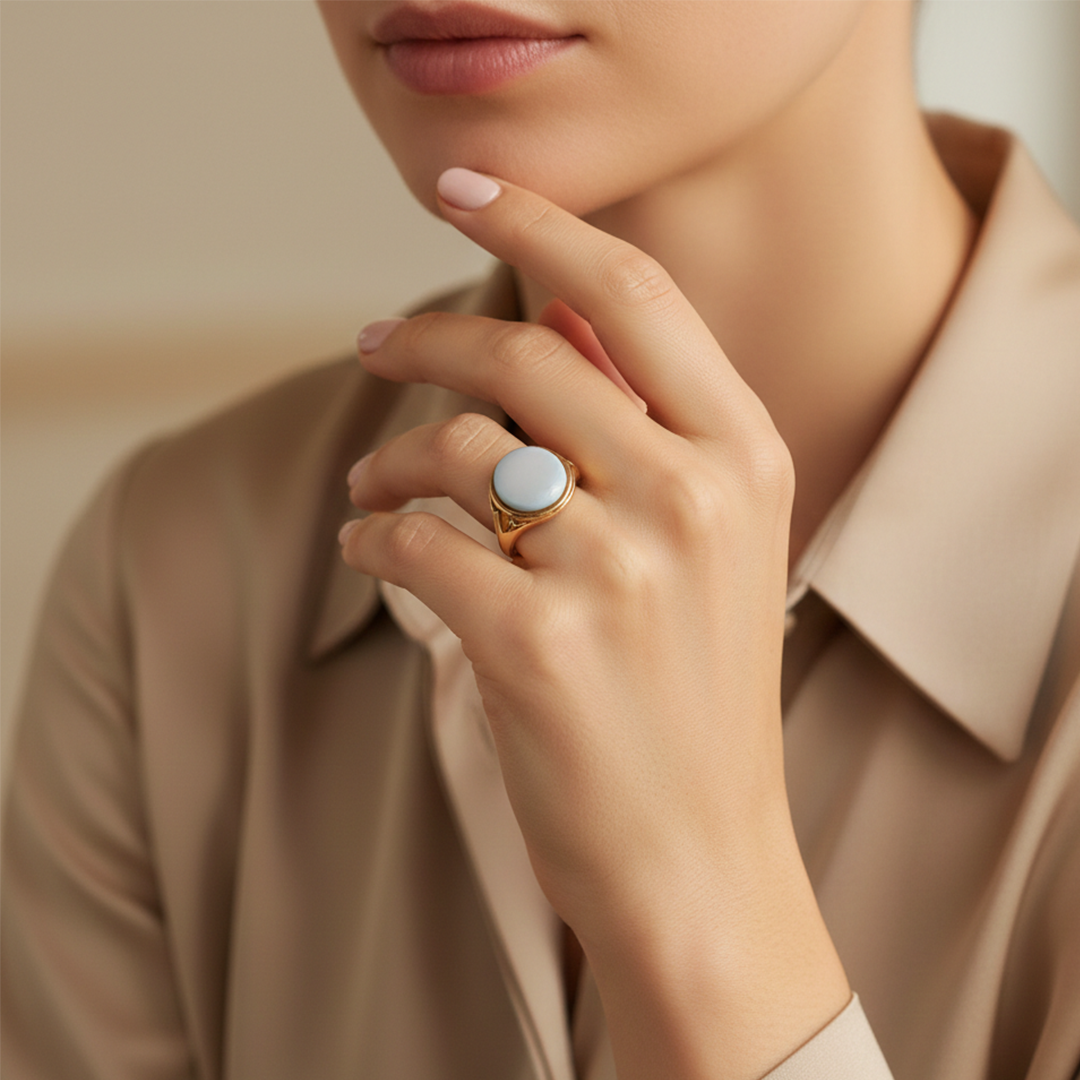 9ct Rose Gold Agate Ring