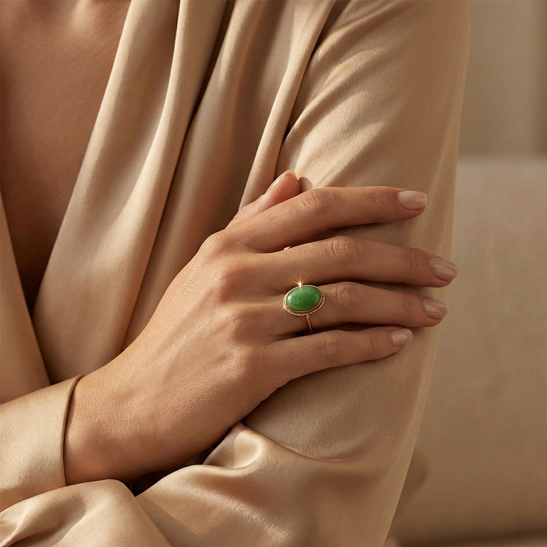 9ct Yellow Gold Jadeite Ring