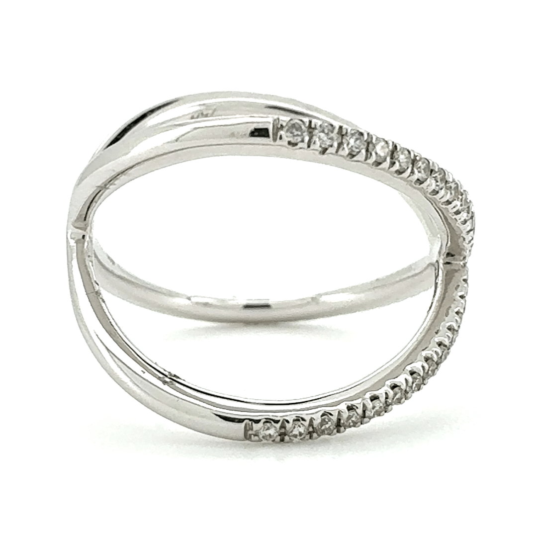 18ct White Gold Diamond Cross Over Ring