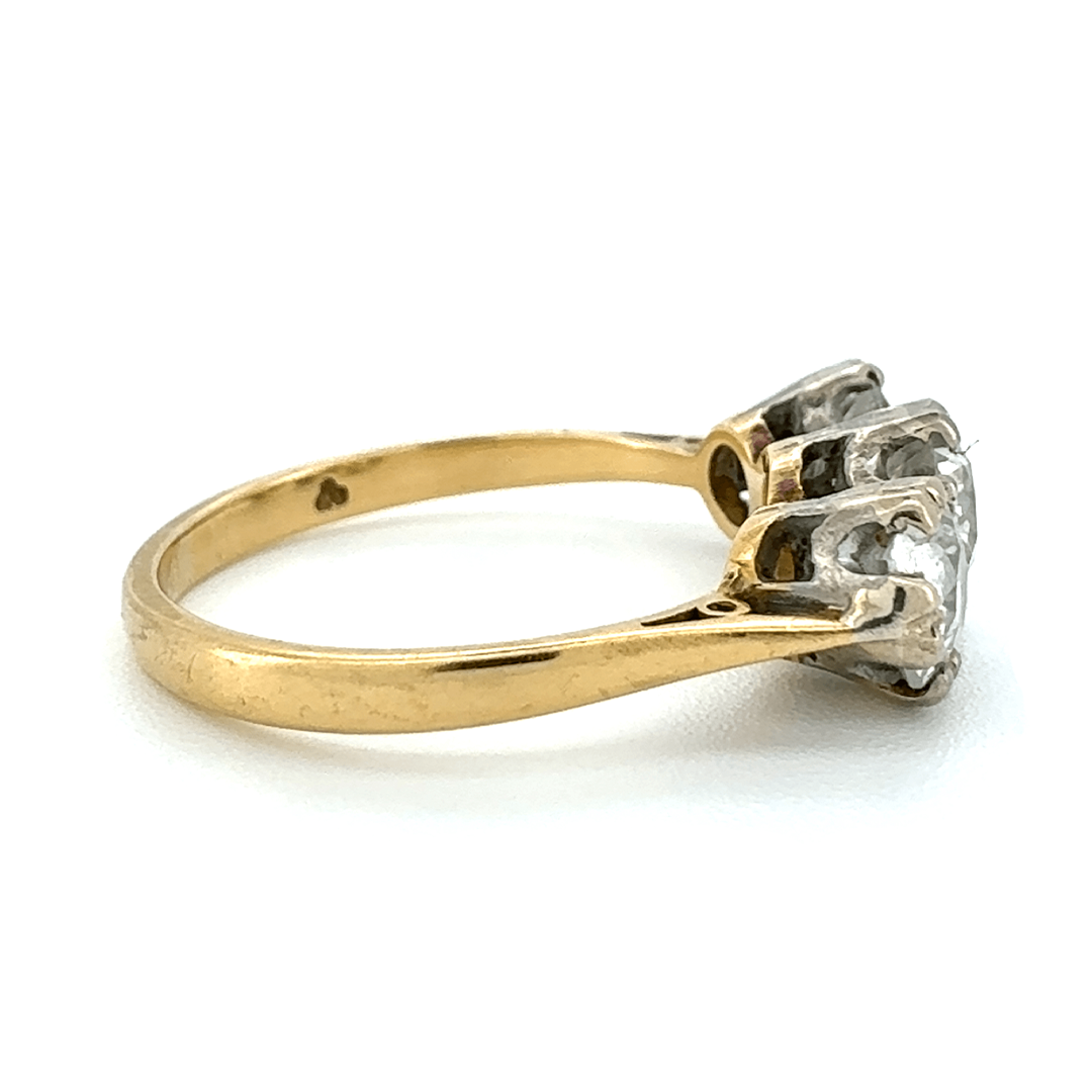 18ct Yellow Gold Diamond Trillogy Ring