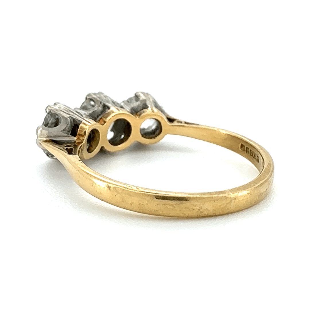 18ct Yellow Gold Diamond Trillogy Ring