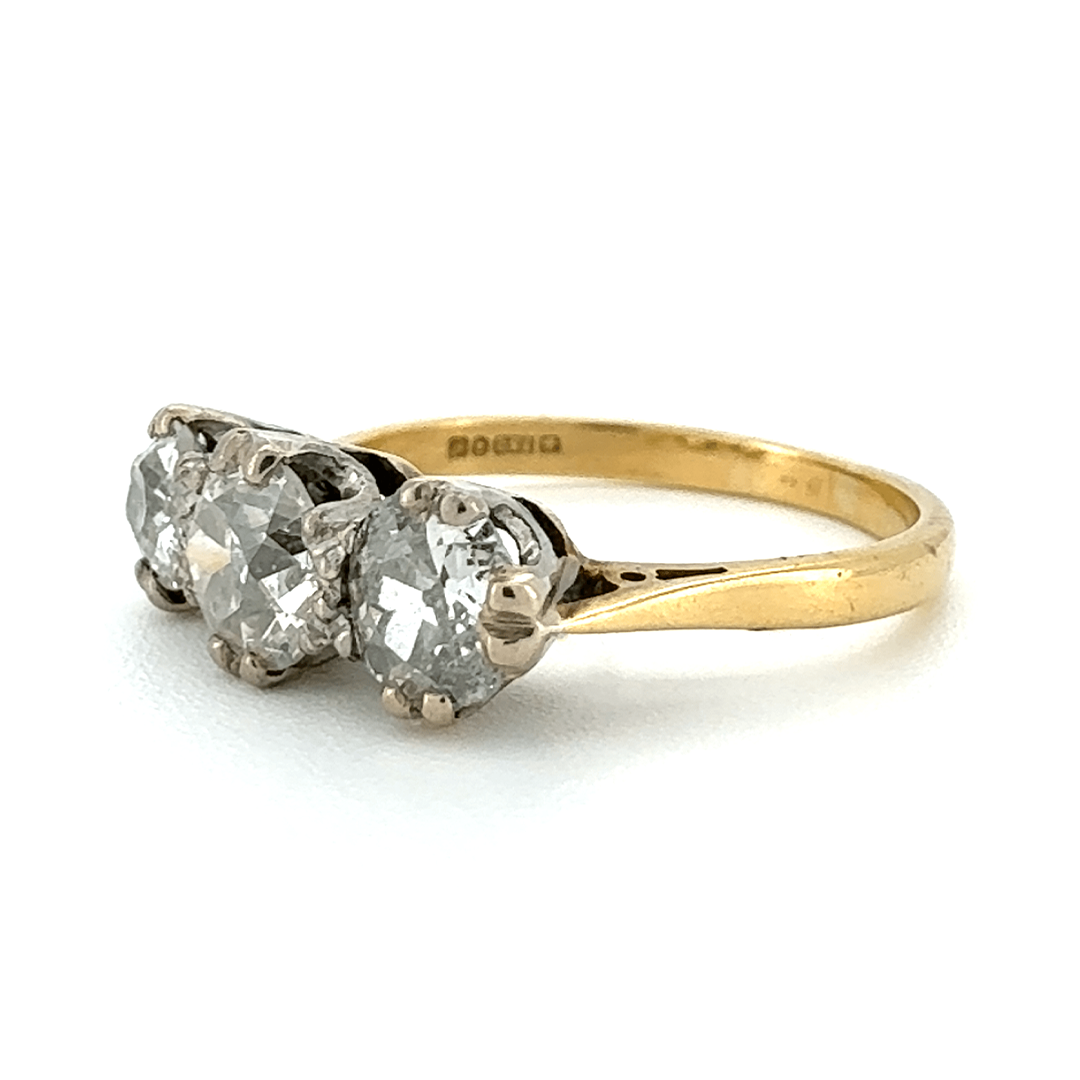 18ct Yellow Gold Diamond Trillogy Ring