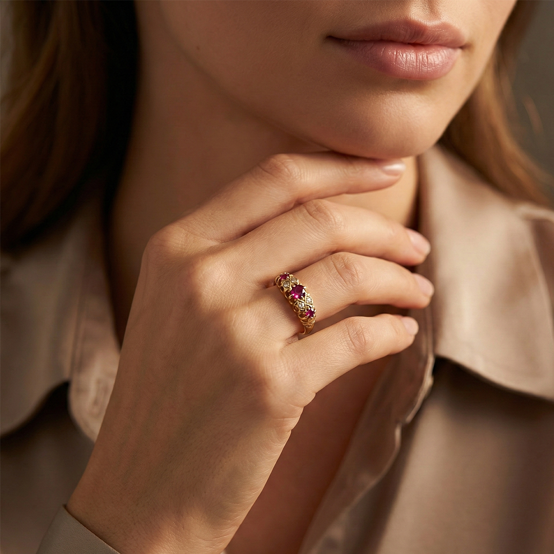 18ct Yellow Gold Ruby And Diamond Ring