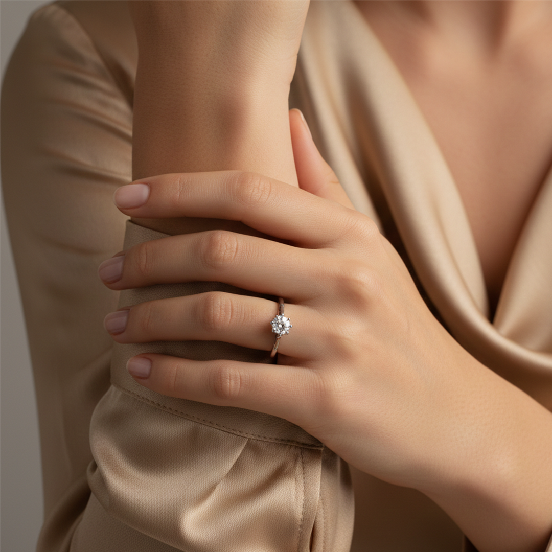 Platinum Old Cut Diamond Ring