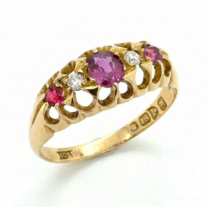 18ct Yellow Gold Ruby and Diamond Ring