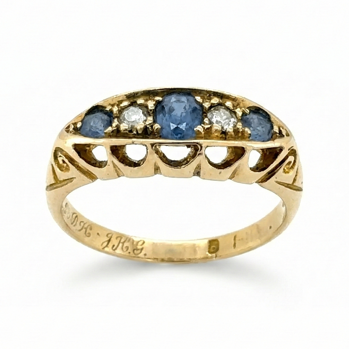 18ct Yellow Gold Sapphire and Diamond Ring