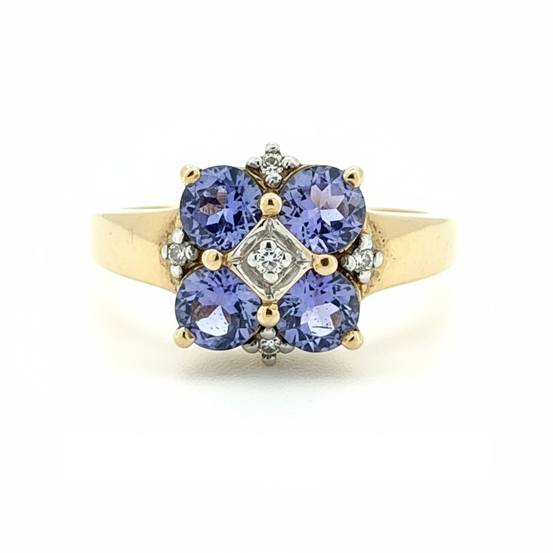9ct Yellow Gold Tanzanite And Diamond Ring