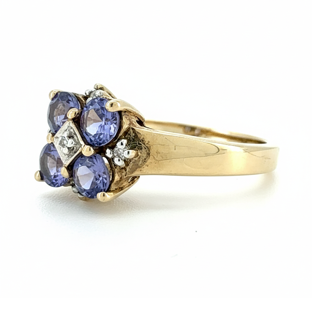9ct Yellow Gold Tanzanite And Diamond Ring