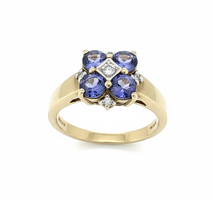 9ct Yellow Gold Tanzanite And Diamond Ring