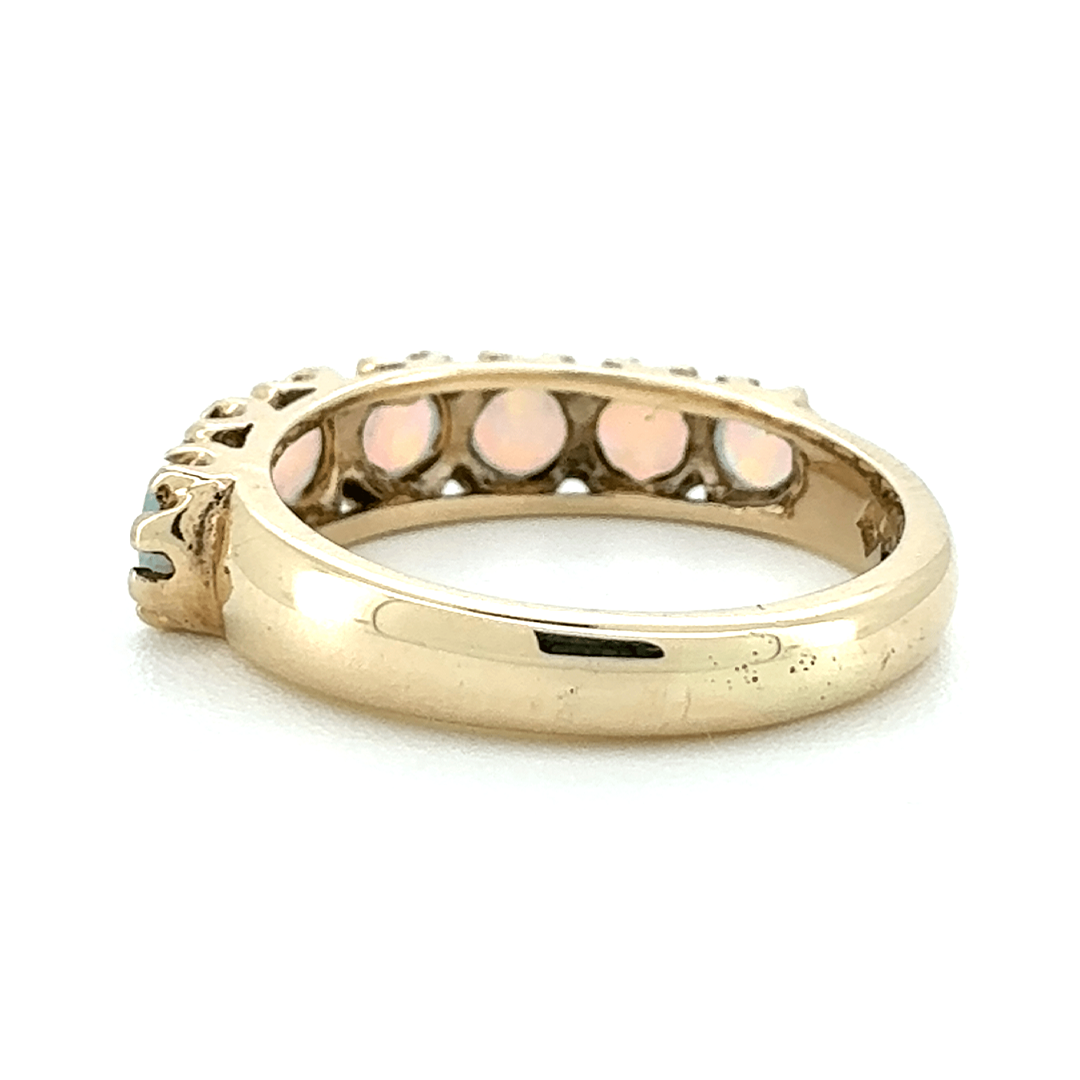 9ct Yellow Gold Opal 7 Stone Ring