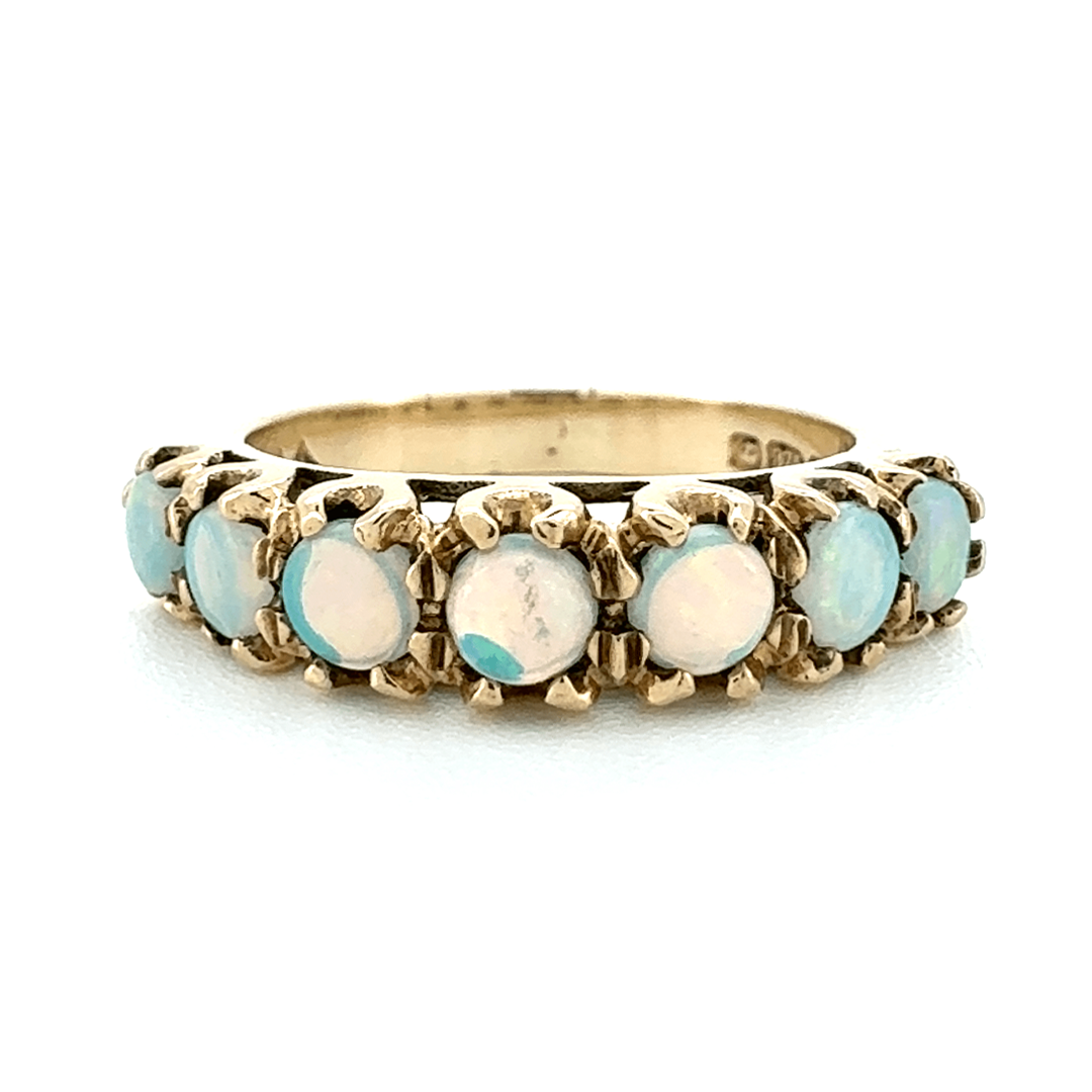 9ct Yellow Gold Opal 7 Stone Ring