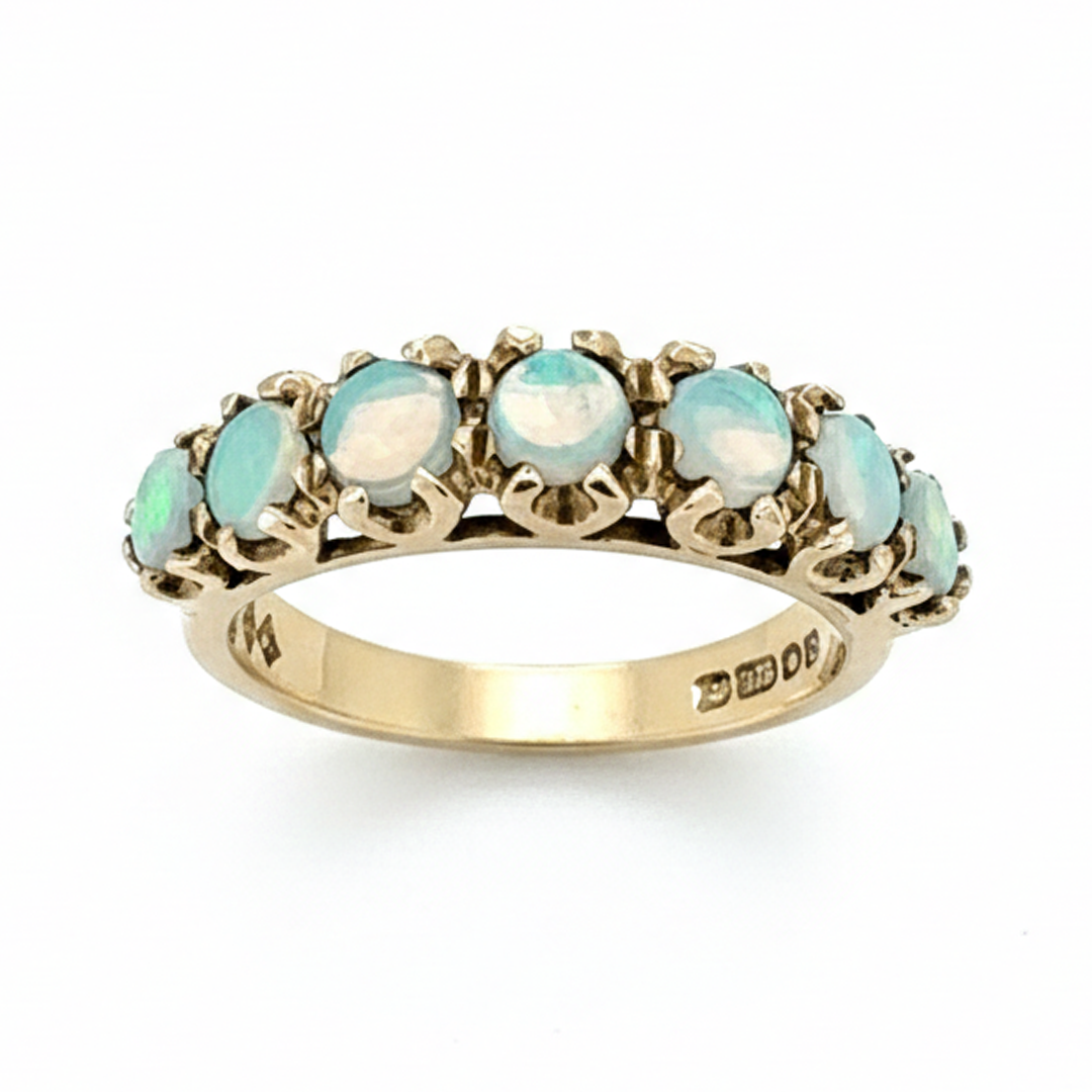 9ct Yellow Gold Opal 7 Stone Ring