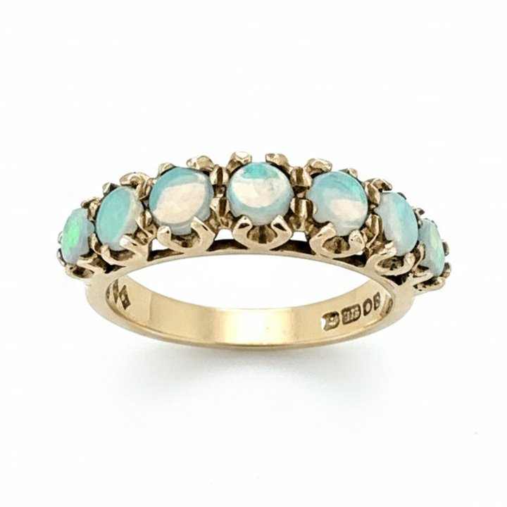 9ct Yellow Gold Opal 7 Stone Ring