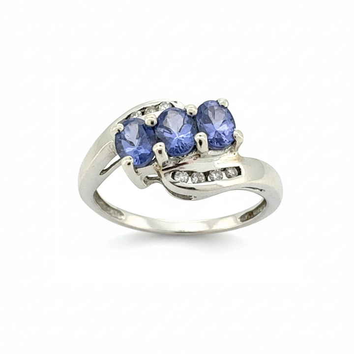 9ct White Gold Tanzanite And Diamond Ring