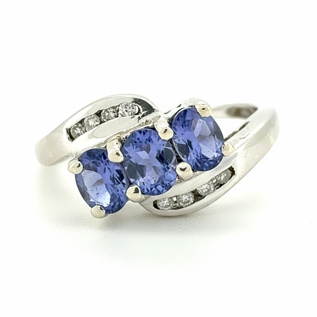 9ct White Gold Tanzanite And Diamond Ring