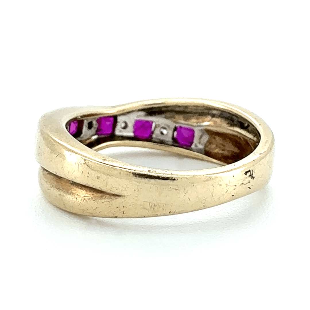 9ct Yellow Gold Ruby and Diamond Ring