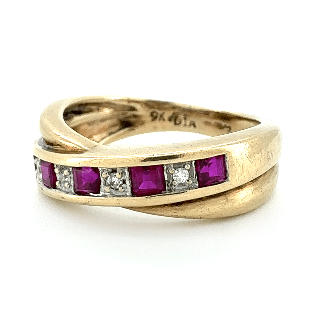9ct Yellow Gold Ruby and Diamond Ring