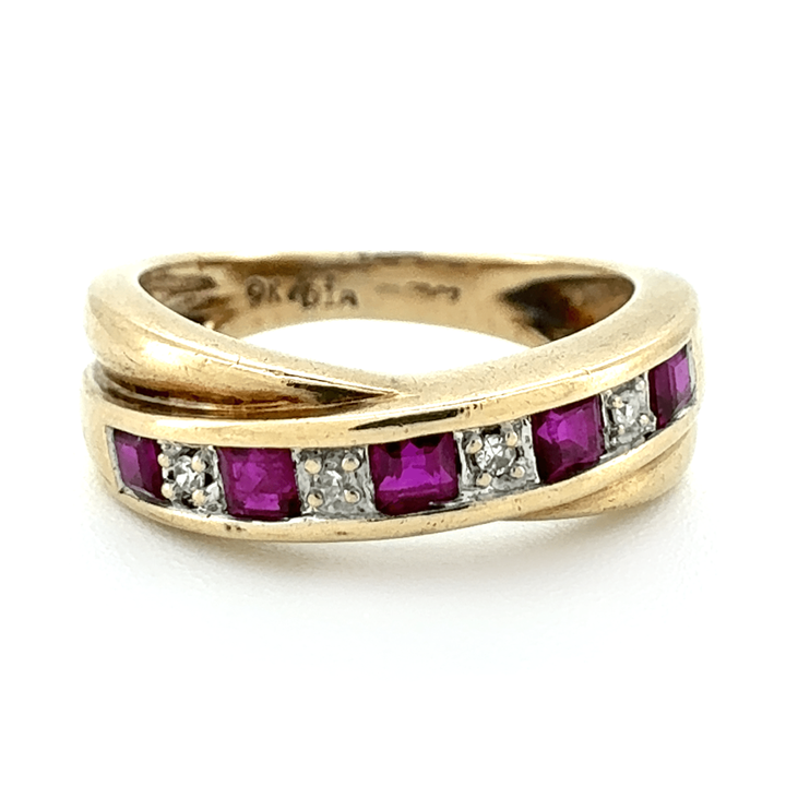 9ct Yellow Gold Ruby and Diamond Ring