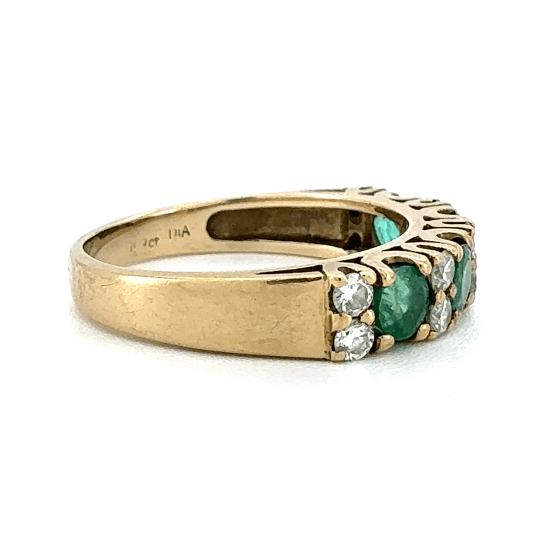 9ct Yellow Gold Emerald And Diamond Ring