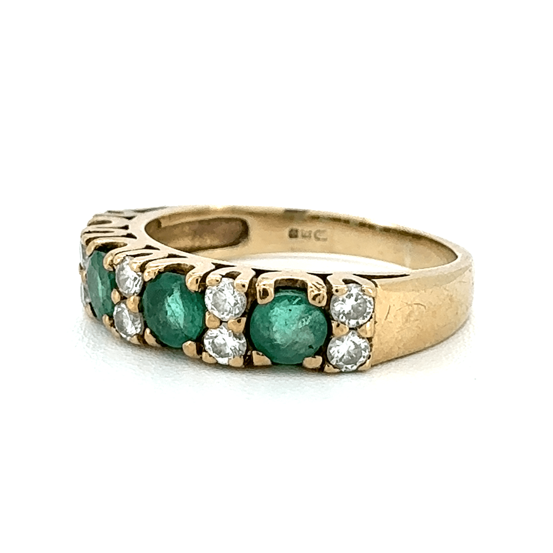 9ct Yellow Gold Emerald And Diamond Ring