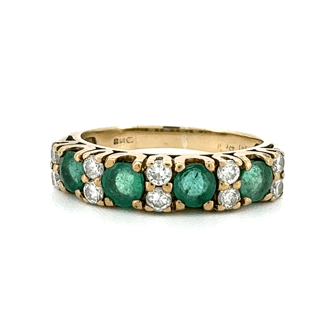 9ct Yellow Gold Emerald And Diamond Ring