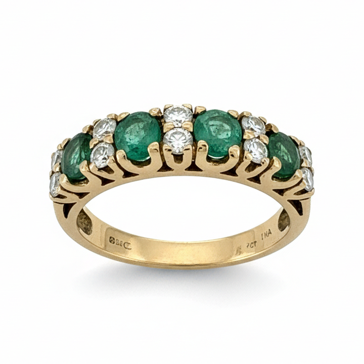 9ct Yellow Gold Emerald And Diamond Ring