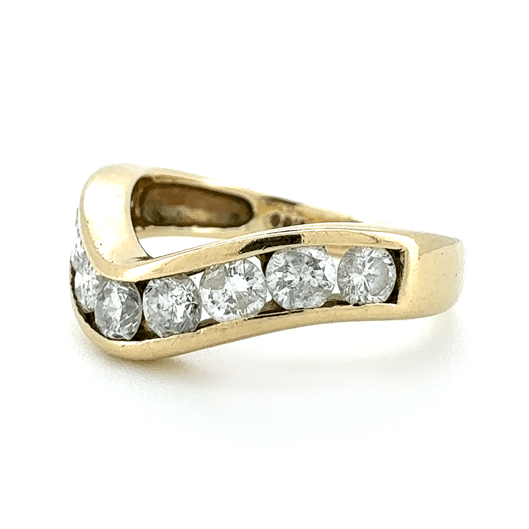 9ct Yellow Gold Diamond Wishbone Ring