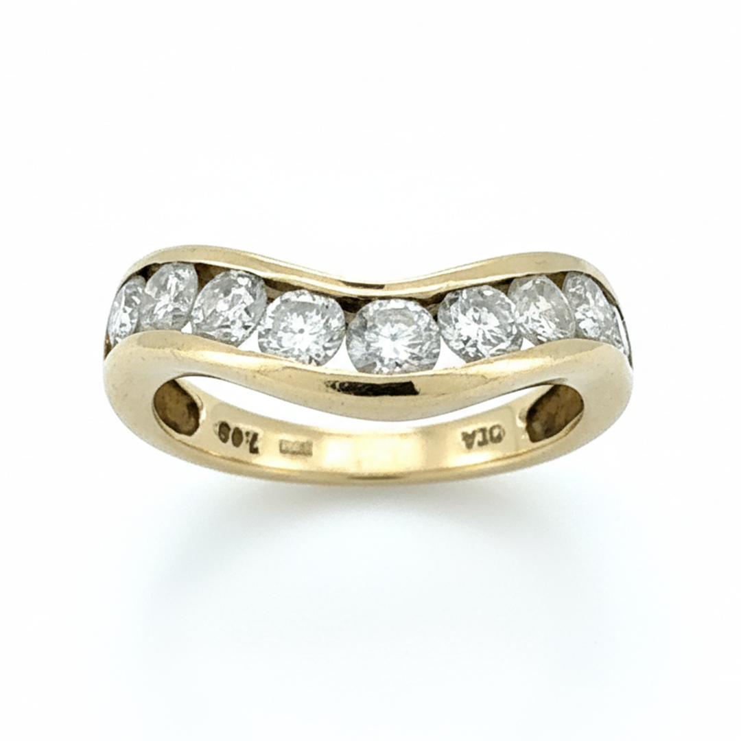 9ct Yellow Gold Diamond Wishbone Ring