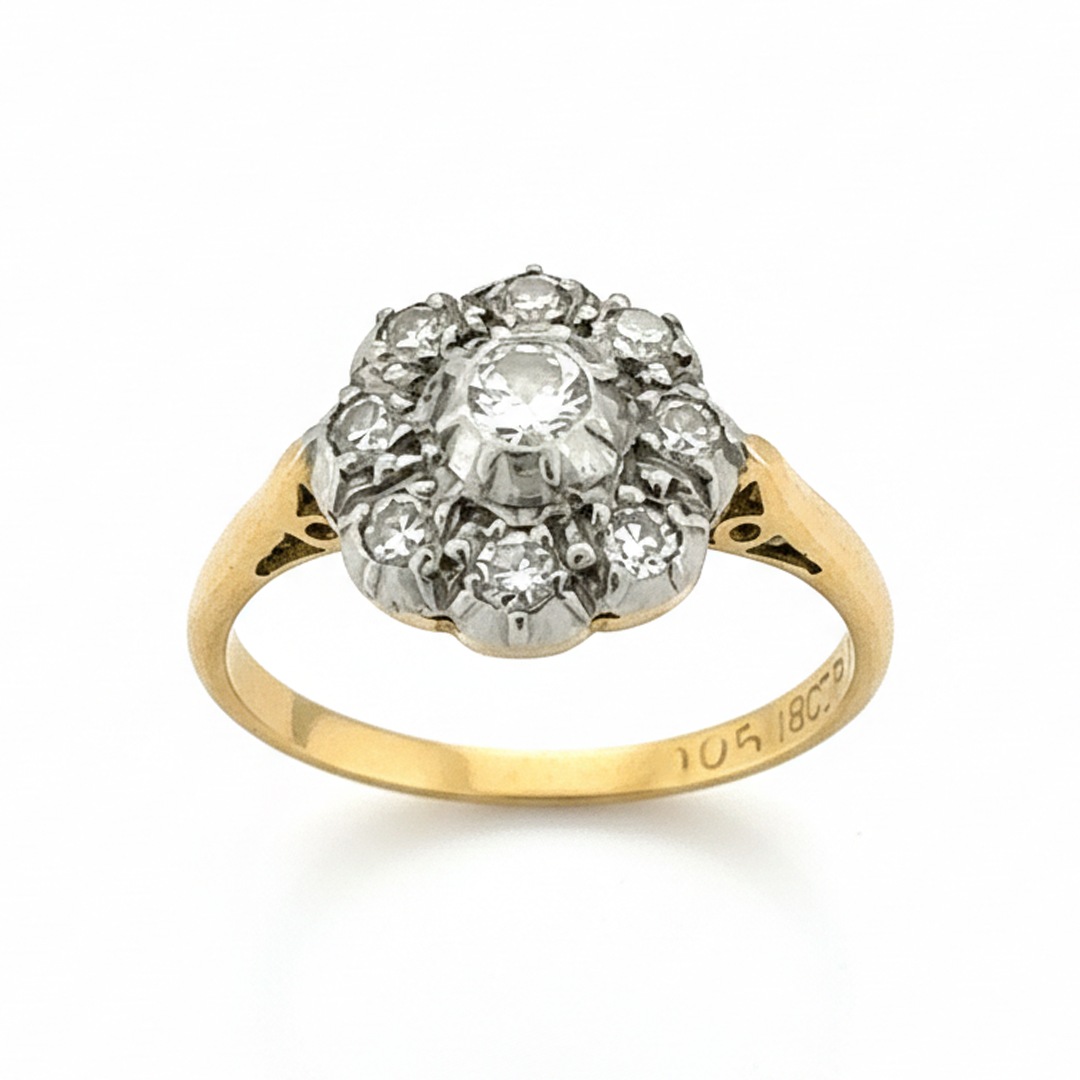 18ct Yellow Gold Diamond Cluster Ring