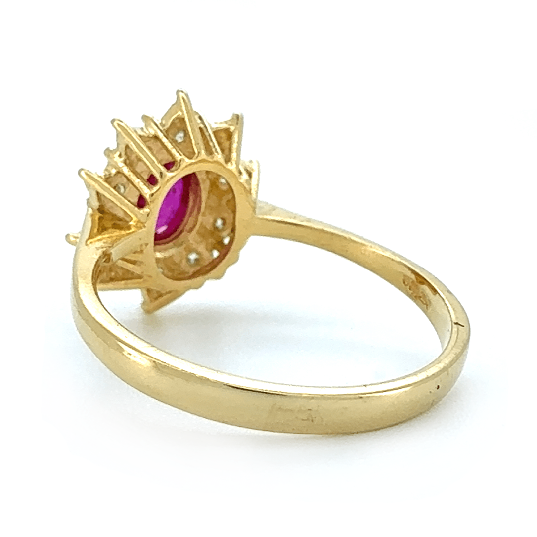 18ct Yellow Gold Ruby and Diamond Cluster Ring