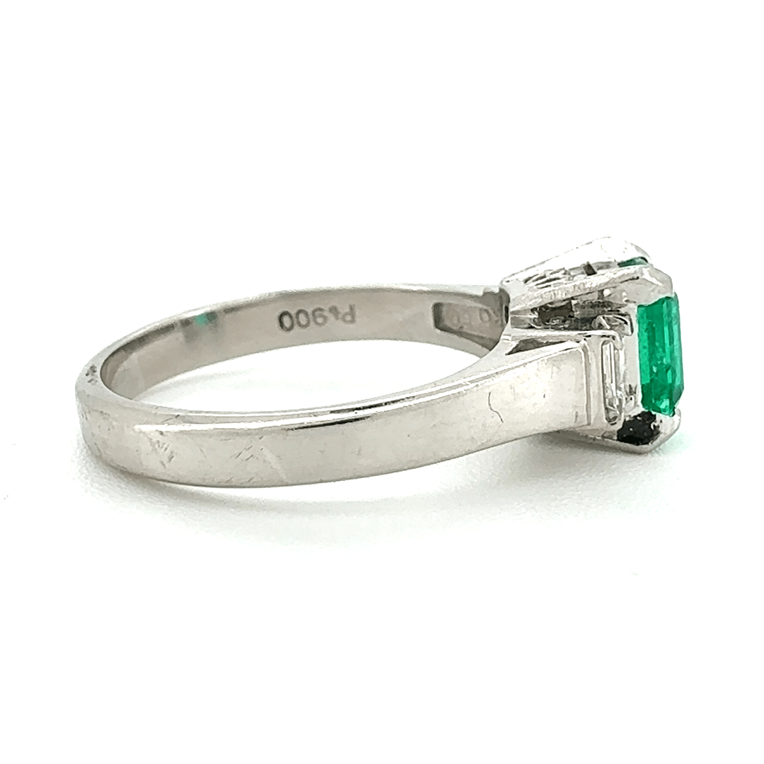 Platinum Emerald And Diamond Ring
