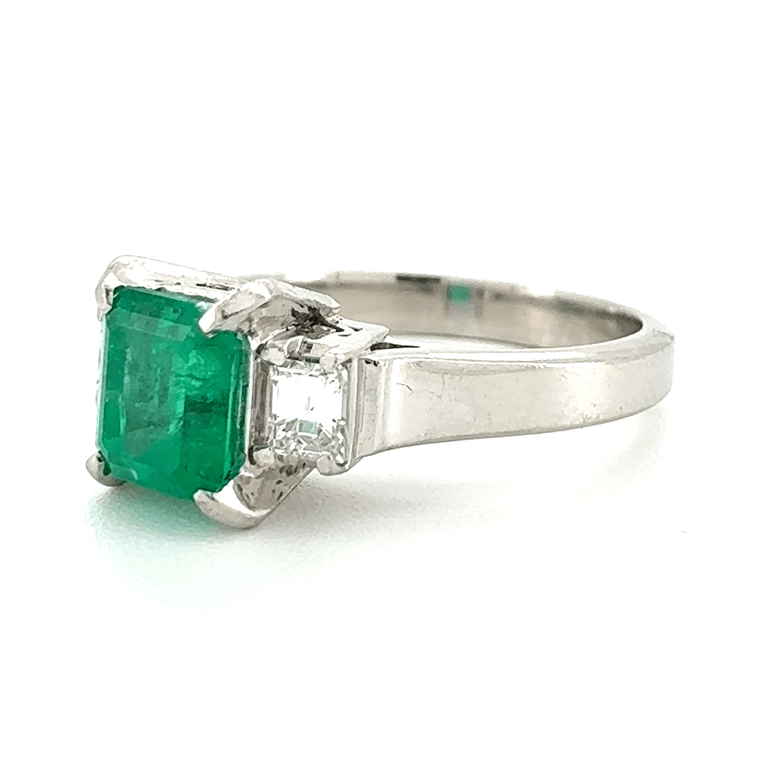 Platinum Emerald And Diamond Ring